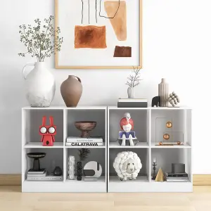 Costway 4-Cube Wooden Bookcase 2-tier Open Back Bookshelf Modern Display Shelf