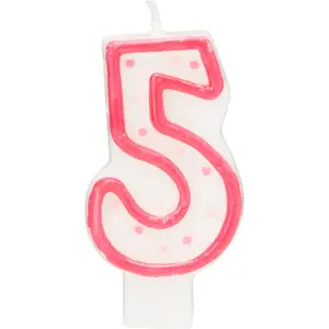 Qualatex Dotted 5th Birthday Candle Pink/White (One Size)