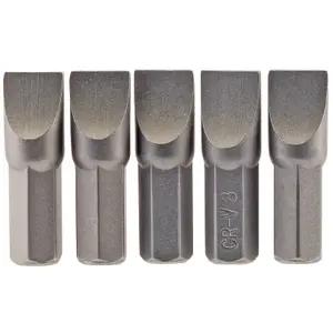 Draper 8.0mm 1/4" Hex. Plain Slot Insert Bit 25mm Long x 5 64013