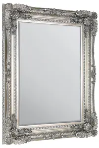 MirrorOutlet Carved Louis Silver Antique Style Wall Mirror 120 x 90