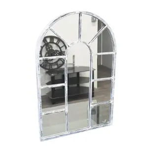 60x90cm Window Style Black Brushed White Wall Mirror