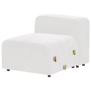 3 Seater Modular Corduroy Sofa with Ottoman White FALSTERBO