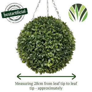 Best Artificial 28cm Green Olive Grass Hanging Basket Topiary Ball - Suitable for Outdoor Use - Weather & Fade Resistant