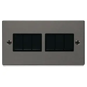 Black Nickel 10A 6 Gang 2 Way Light Switch - Black Trim - SE Home