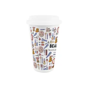 Beautician Ceramic Travel Mug - Novelty Makeup & Beauty Job Gifts - Double-Walled Insulated Hot/Cold Drinks Cup Present