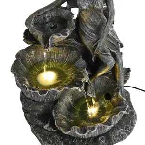 Grey Fairy LED Lighted Resin Garden Water Fountain Water Feature with Solar Panel