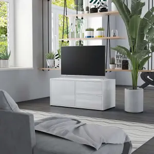 vidaXL TV Cabinet High Gloss White 80x34x36 cm Engineered Wood