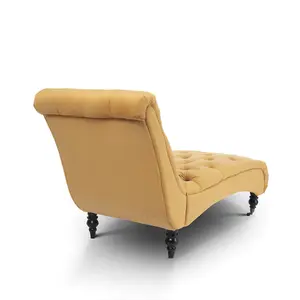 Chaise Lounge in Velvet Gold Chesterfield Fabric