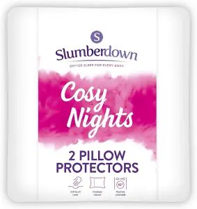 Slumberdown Cosy Nights Pillow Protector Soft Touch Cover Envelope Closure Machine Washable, 2 Pack