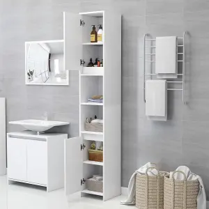 Berkfield Bathroom Cabinet White 30x30x183.5 cm Engineered Wood