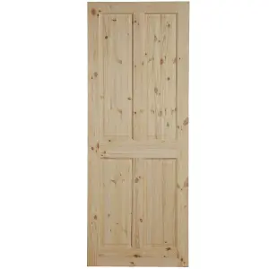 Fortia Knotty 4 panel Unglazed Victorian Natural Pine veneer Internal Timber Door, (H)1981mm (W)762mm (T)35mm