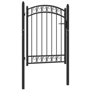 Berkfield Fence Gate with Arched Top Steel 100x125 cm Black