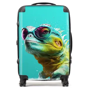 Splashart Iguana Wearing Glasses Suitcase - Medium