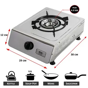 NJ-100 Gas Stove Single Burner Stainless Steel Outdoor Camping LPG 4.0 kW