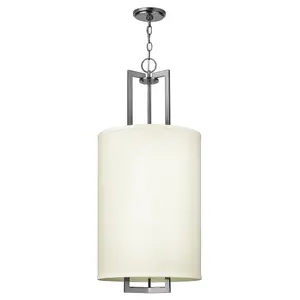 Elstead Hinkley Hampton Cylindrical Pendant Light 3x E27 Antique Nickel