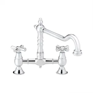 ENKI Langley Chrome Traditional Bridge Crosshead Mixer Tap for Kitchen Sink