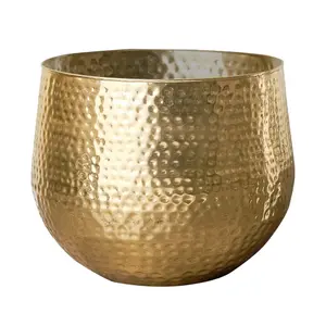 Melody Maison Large Gold Hammered Metal Planter 40cm x 38cm