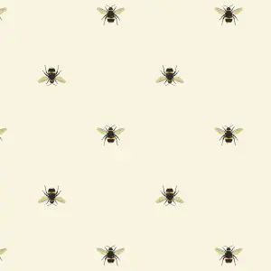 Joules Cream Bee Smooth Wallpaper Sample