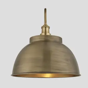 Industville Swan Neck Outdoor & Bathroom Dome Wall Light, 17 Inch, Brass, Brass Holder, Globe Glass