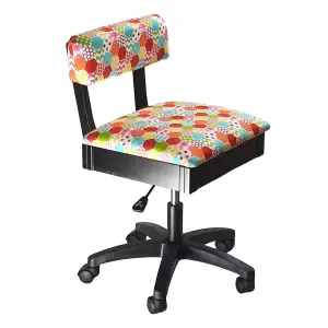 Hydraulic Sewing Chair Multicolour Patchwork Design - HT2018