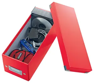 Leitz Wow Click & Store Red CD Storage Box with Label Holder