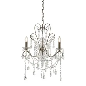 Luminosa Taranto Multi Arm Lamp Pendant Ceiling Lamp, Aged Silver Paint, Cut Glass