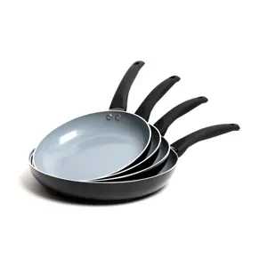 4pc Ceramic Non-Stick Eco Frying Pan Set with 4x Induction-Safe Frying Pans, 24cm, 26cm, 28cm and 30cm