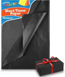 20pk Black Tissue Paper for Wrapping Gifts 50cm x 66cm, Black Tissue Paper Sheets, Tissue Paper Black Sheets Packaging