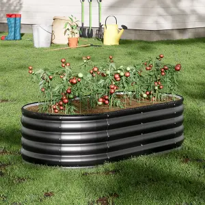 Anthracite Oval Garden Galvanized steel Raised Garden Bed Raised Planter Box Outdoor Raised Garden Bed Kit 160cm W