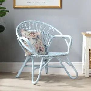 Nordic Indoor Rattan Chair in Blue (H)84cm x (W)83cm x (D)72cm