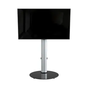 AVF Eno 60cm Pedestal TV Stand, for TVs 32-55" - Silver & Black Glass