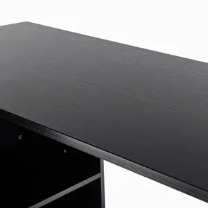 HOMCOM Computer Desk Table Workstation L Shape File Cabinet Black Home Office