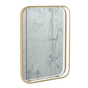 Sensio Aspect Brass effect Rectangular Wall-mounted Bathroom Illuminated mirror (H)50cm (W)39cm