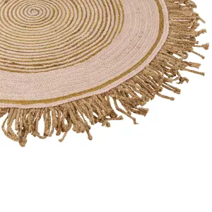 Round Jute Area Rug 140 cm Beige GODEKLI