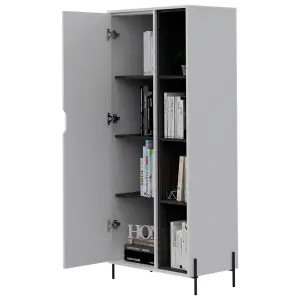 White Dallas bookcase display unit, white & carbon grey oak effect