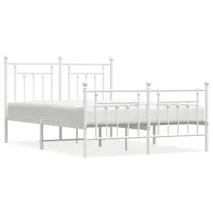 Berkfield Metal Bed Frame with Headboard and Footboard White 150x200 cm