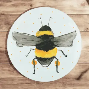 Bee Round Glass Worktop Saver - Textured Chopping Board Worktop Protector