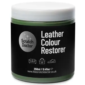 Scratch Doctor Leather Colour Restorer, Recolouring Balm for faded and worn leather 250ml Dark Green