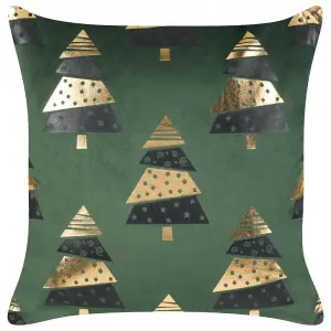 Set of 2 Cushions GOLDSPRUCE Velvet 45 x 45 cm Plant Green