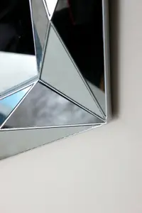 Large Jewel Cut Bevelled Wall Mirror