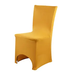 Polyester Spandex Chair Cover for Wedding Decoration - Gold, Pack of 1