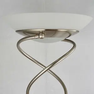 Mother & Child Floor Lamp Satin Chrome Tall Twin Light Dimmer Flexible Reading