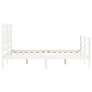 Berkfield Bed Frame with Headboard White Small Double Solid Wood