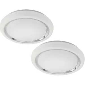 2 PACK Wall Flush Ceiling Light Colour White Shade White Chrome Plastic LED 23W