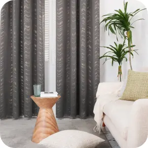 Deconovo Grey Curtains Foil Printed Thermal Curtains 55 x 54 Inch Dark Grey 2 Panels Window Treatment Eyelet Blackout Curtains