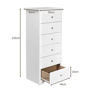 Costway Chest of Drawers Free Standing 6 Drawers Wooden Storage Cabinet W/ Metal Handles