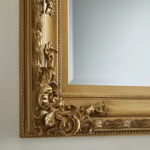 Wall Mirror Carved Louis Decorative Rectangular shape with Gold Ornate Frame- H110cm x W 80cm x D 6.5cm for Hanging in Bedroom