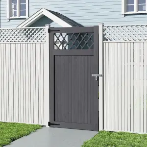 90cm W x 2.3cm D x 180cm H Grey Rhombus Garden Wood Fence Gate, Assembly Required Wooden Door