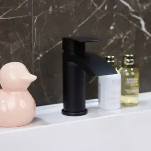 Flode Falun Mono Basin Mixer Tap Matt Black