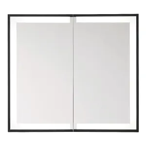 Double Door Anti Fog LED Illuminated Mirrored Bathroom Cabinet with Shaver Socket&Bluetooth Speaker W 650 x H 600 mm